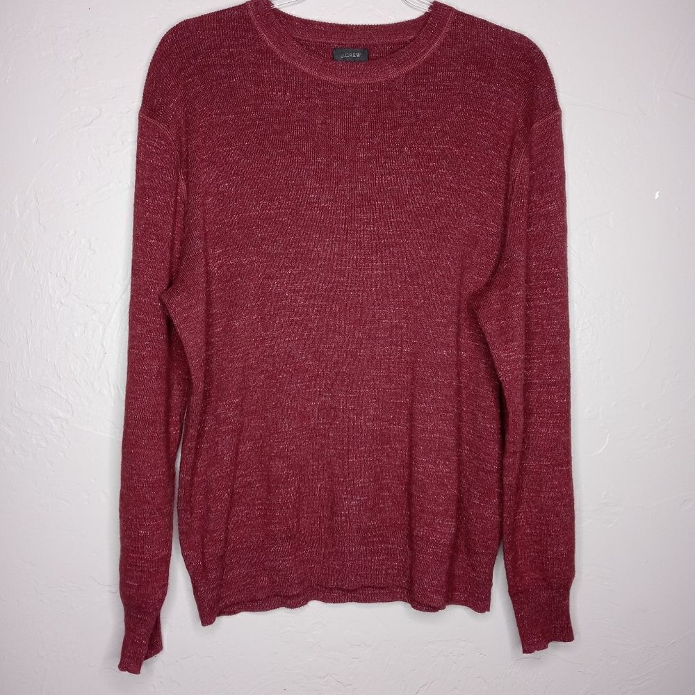 J. Crew Men's Cotton Crew Neck Red Re-Imagined Sweater